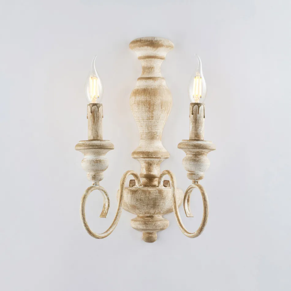 Apliques de pared de madera y hierro lacado, fabricados en Italia, para decoración de interiores - Toscana viadurini