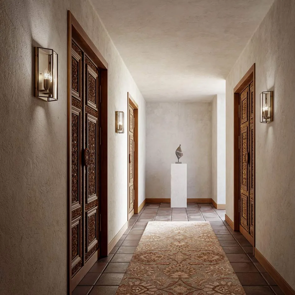 Aplique de Latón y Vidrio con 2 Luces Diseño Artesanal - Bound by Il Fanale viadurini