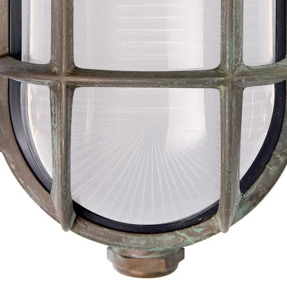 Aplique de pared vintage de latón con cristal ópalo/transparente - Sirena viadurini