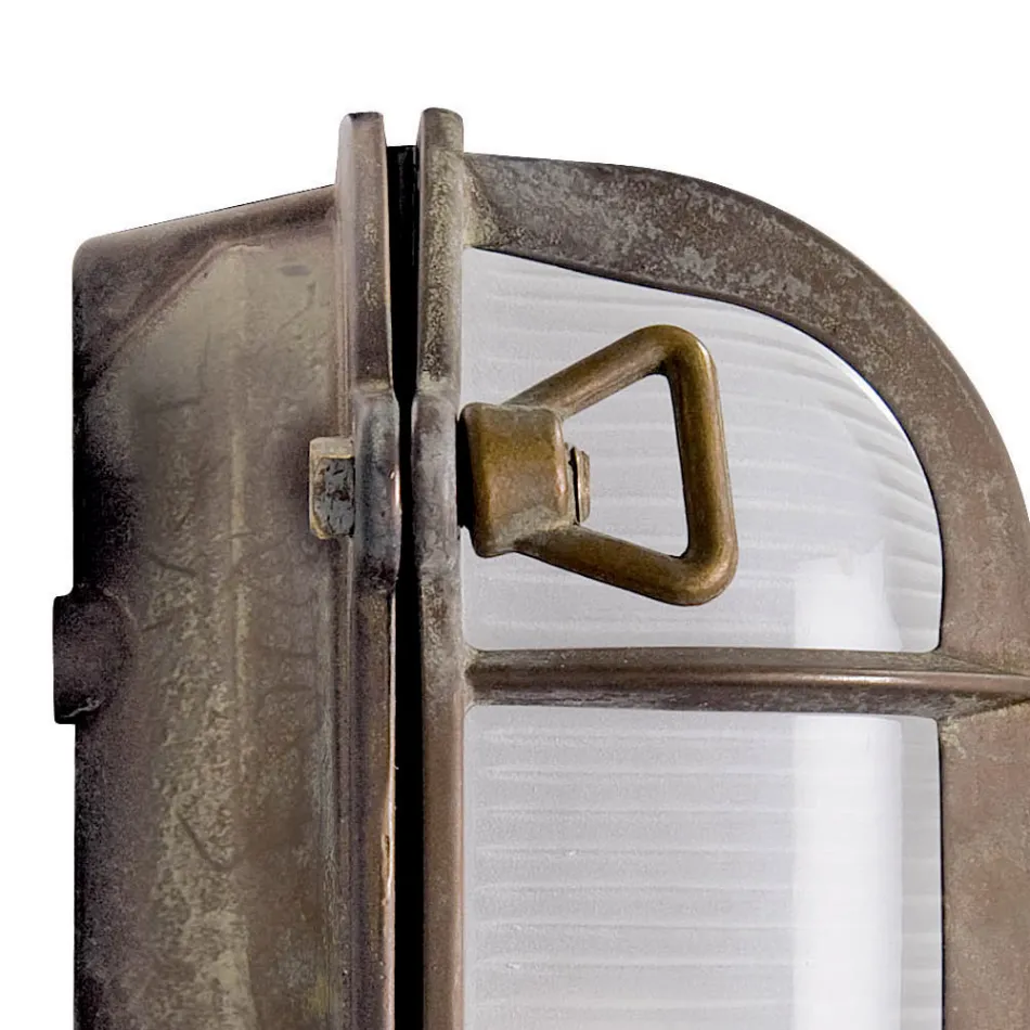 Aplique de pared vintage de latón con cristal ópalo/transparente - Sirena viadurini