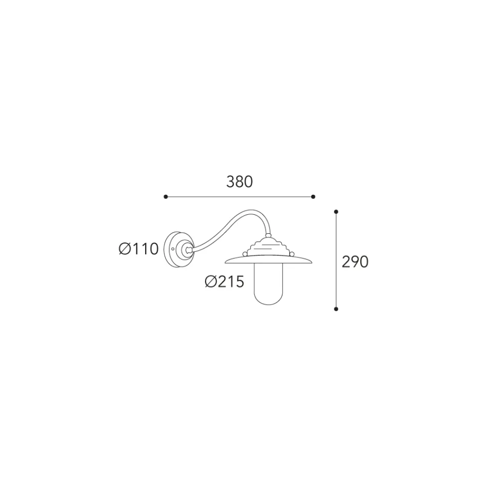 Aplique de pared vintage de latón para exterior, cristal transparente IP44 - Elfico viadurini