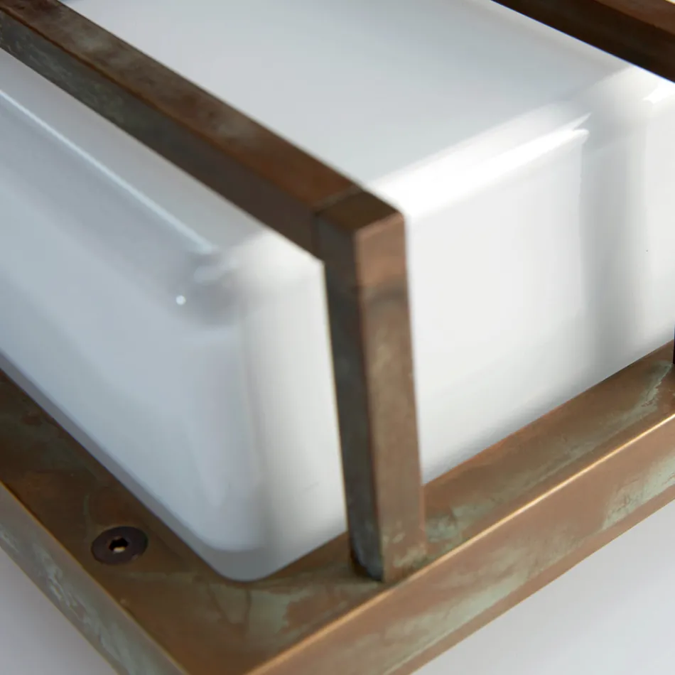 Lámpara de pared vintage de latón, casquillo E27 y luz ambiental, fabricada en Italia - Cristal viadurini