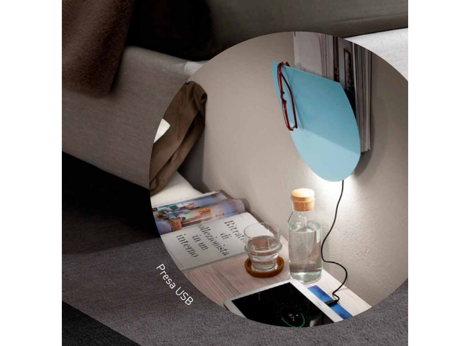 Lámpara de pared moderna con compartimento para revistas, USB y luz LED Made in Italy - Foster viadurini
