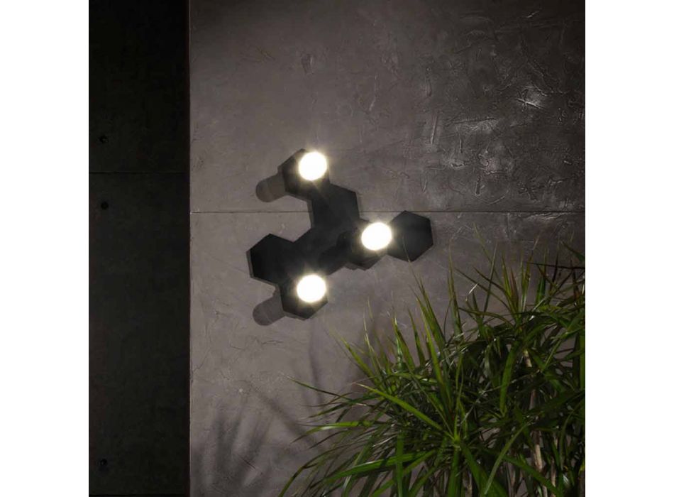 Lámpara de pared moderna en metal negro mate y plexiglás Made in Italy - Dalbo viadurini