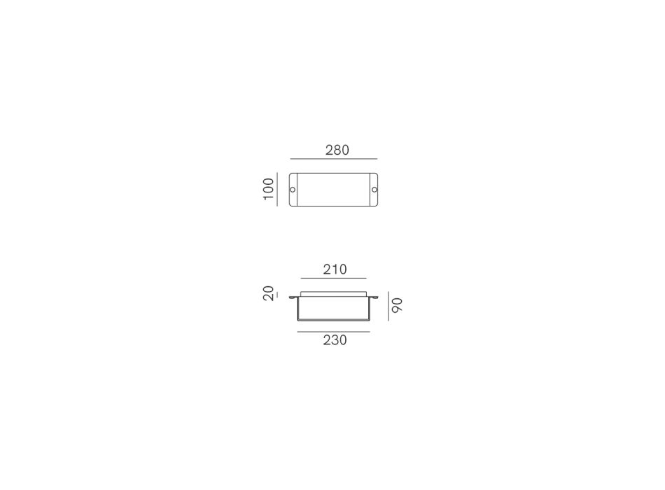 Aplique rectangular de cobre y LED Made in Italy - Ejemplo viadurini