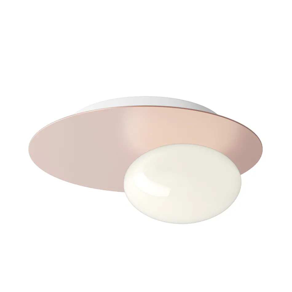 Lámpara de pared o techo de aluminio, metal y cristal blanco - Luma viadurini