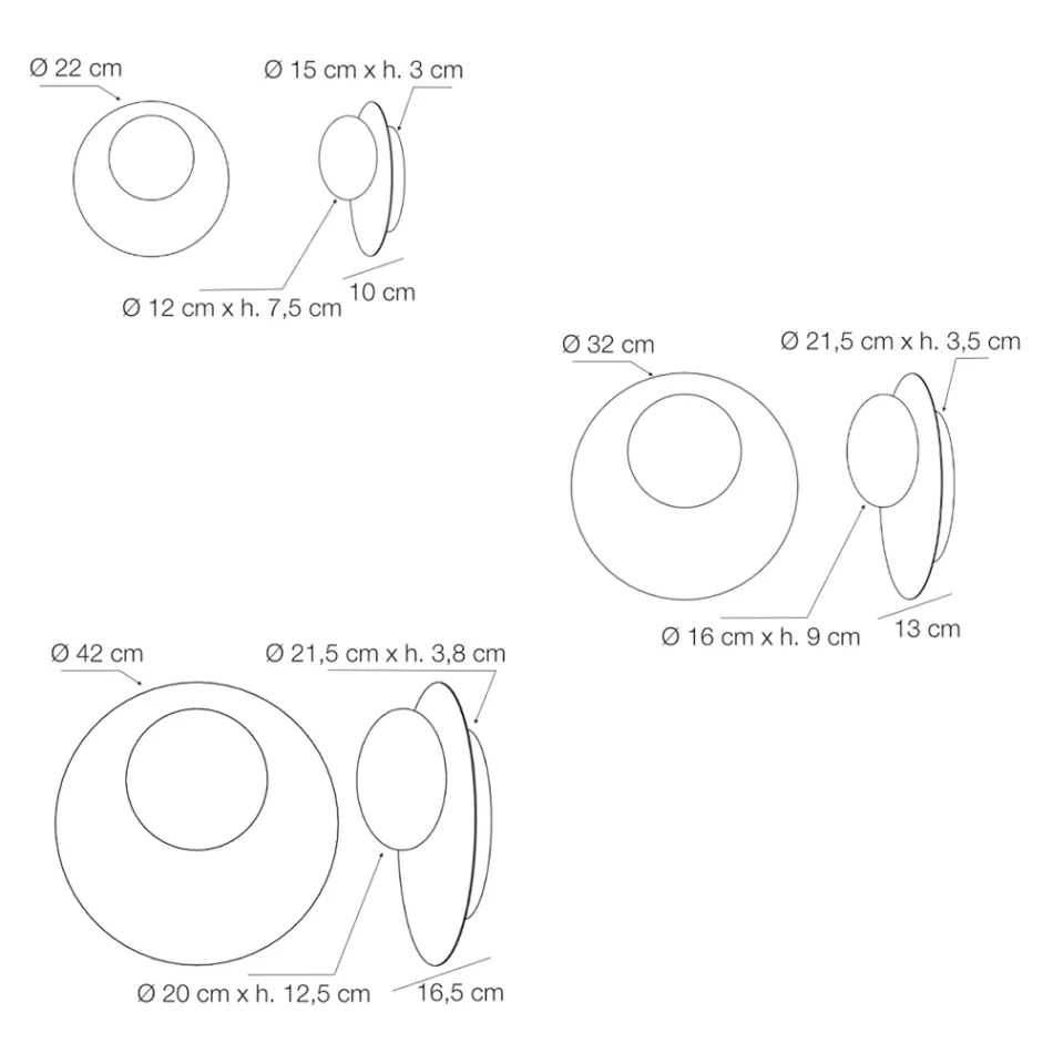 Lámpara de pared o techo de aluminio, metal y cristal blanco - Luma viadurini
