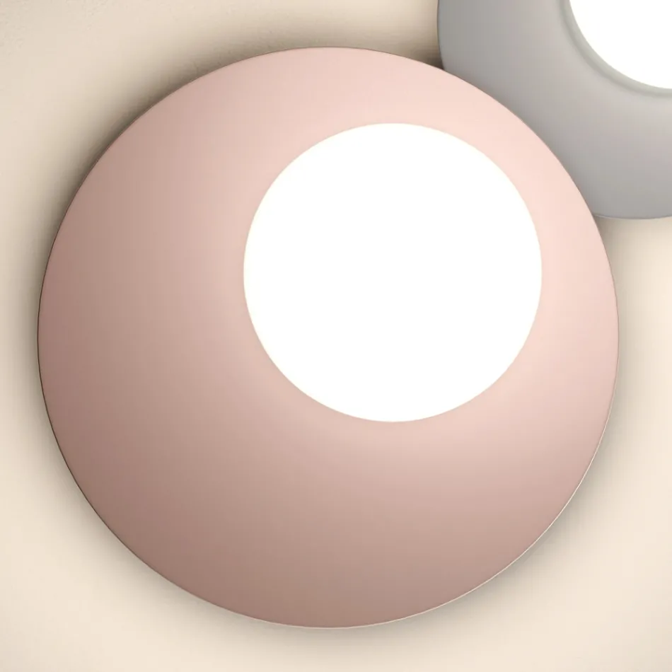 Lámpara de pared o techo de aluminio, metal y cristal blanco - Luma viadurini