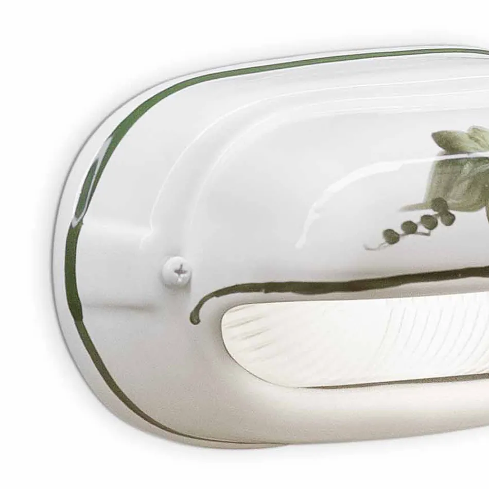 Aplique de Exterior Horizontal en Cerámica Flores Pintadas a Mano - Brindisi viadurini