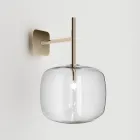 Lámpara de pared refinada en vidrio Pyrex soplado y metal, fabricada en Italia - Donatina viadurini