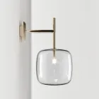 Lámpara de pared refinada en vidrio Pyrex soplado y metal, fabricada en Italia - Donatina viadurini