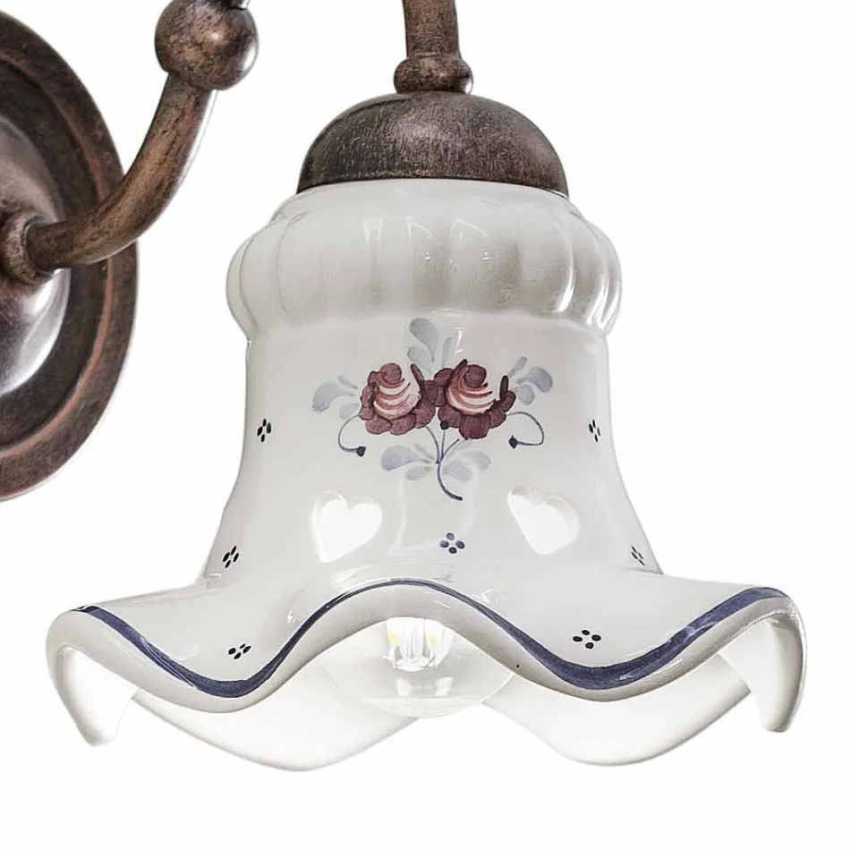 Aplique Vintage de Hierro y Cerámica Artesanal y Decorado a Mano - Chieti viadurini