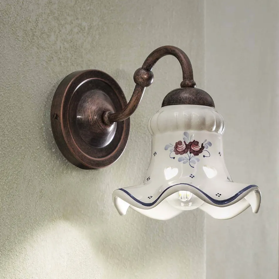 Aplique Vintage de Hierro y Cerámica Artesanal y Decorado a Mano - Chieti viadurini