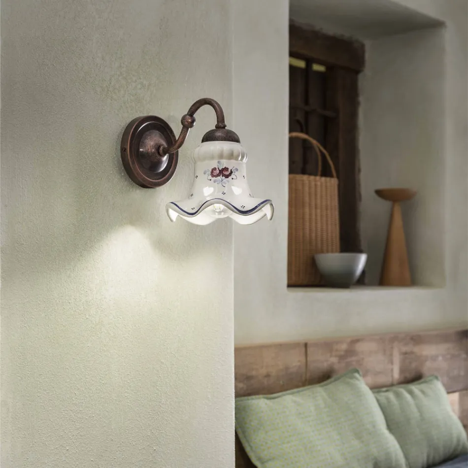 Aplique Vintage de Hierro y Cerámica Artesanal y Decorado a Mano - Chieti viadurini