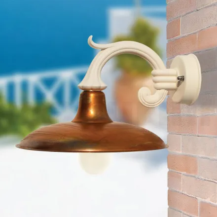 Aplique de jardín vintage en aluminio y latón Made in Italy - Adela viadurini