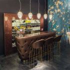 Barra de bar con tapa de cristal brillante Made in Italy, lujo - Calcuta viadurini