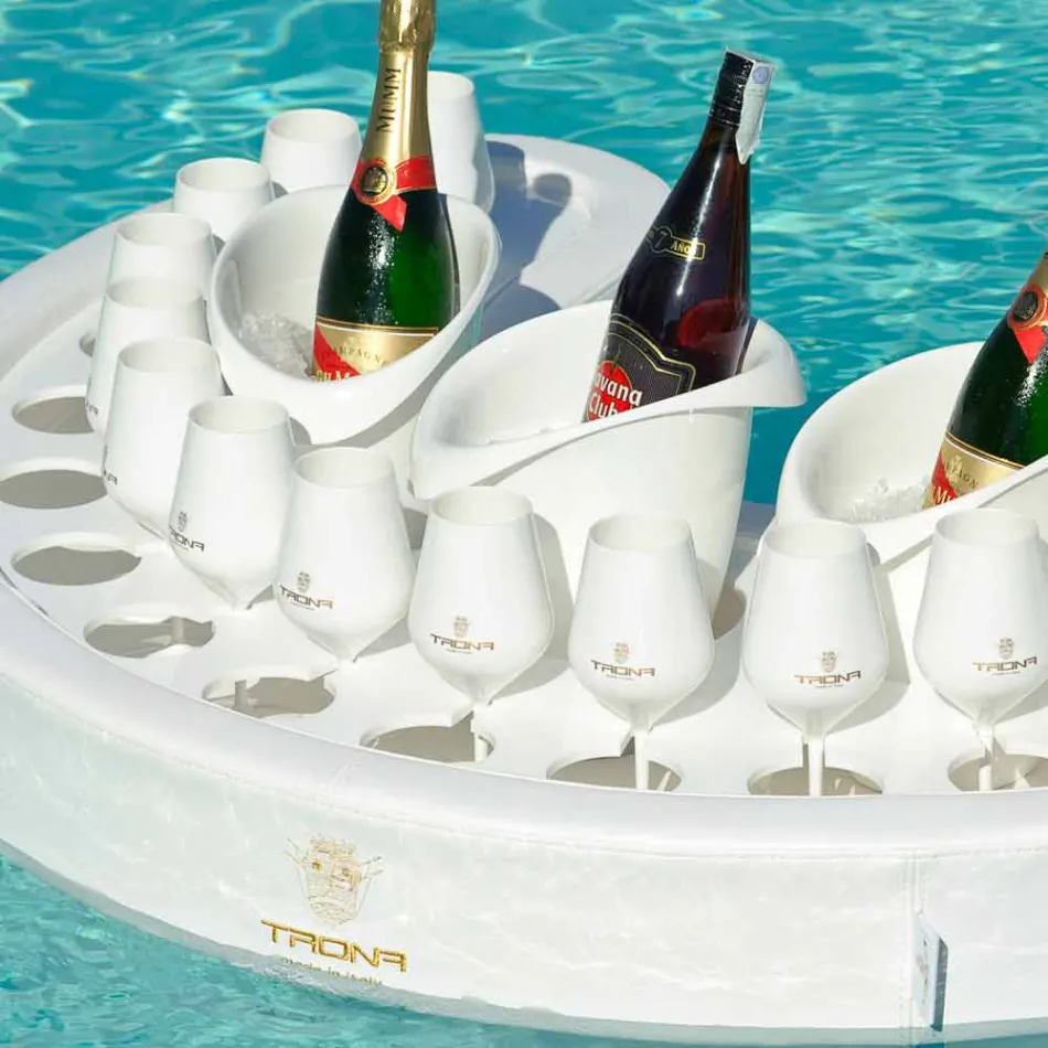 Barra flotante Trona en piel eco náutica blanca y plexiglás viadurini