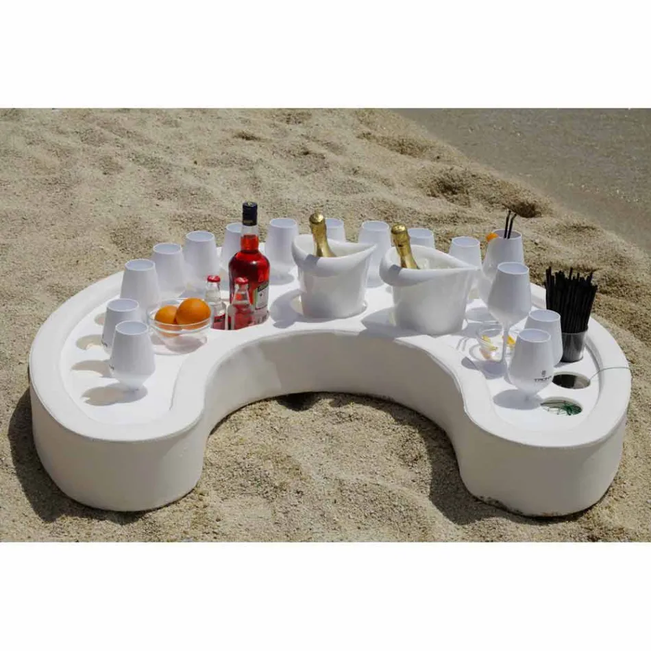 Barra flotante Trona en piel eco náutica blanca y plexiglás viadurini