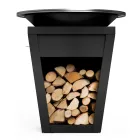 Barbacoa de leña con placa de cocción y compartimento porta madera - Ferran viadurini