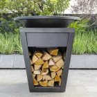 Barbacoa de leña con placa de cocción y compartimento porta madera - Ferran viadurini