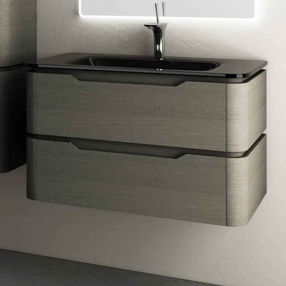 Base lavabo suspendido moderno diseño 85x55x55cm Arya madera lacada viadurini