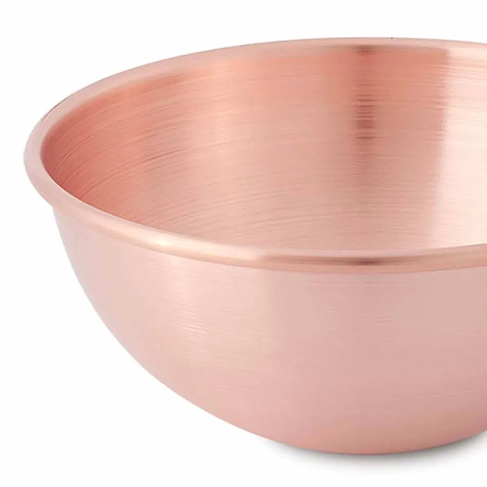 Bastardella de Cobre Estañado a Mano con Mango de Madera 30 cm - Giampiero viadurini