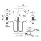 Mezclador de bidé clásico de 3 orificios en latón y tiradores de mariposa - Miriano viadurini