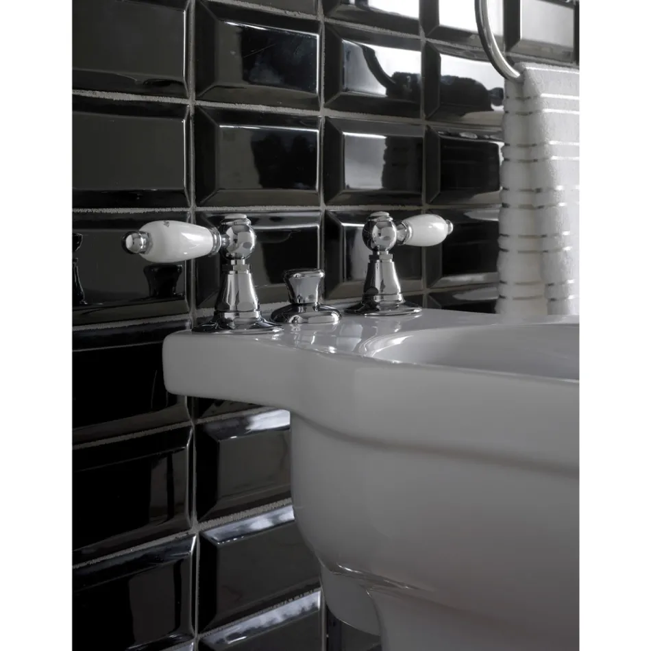 Mezclador de bidé de 3 orificios con entrega interna de latón Made in Italy - Noriana viadurini