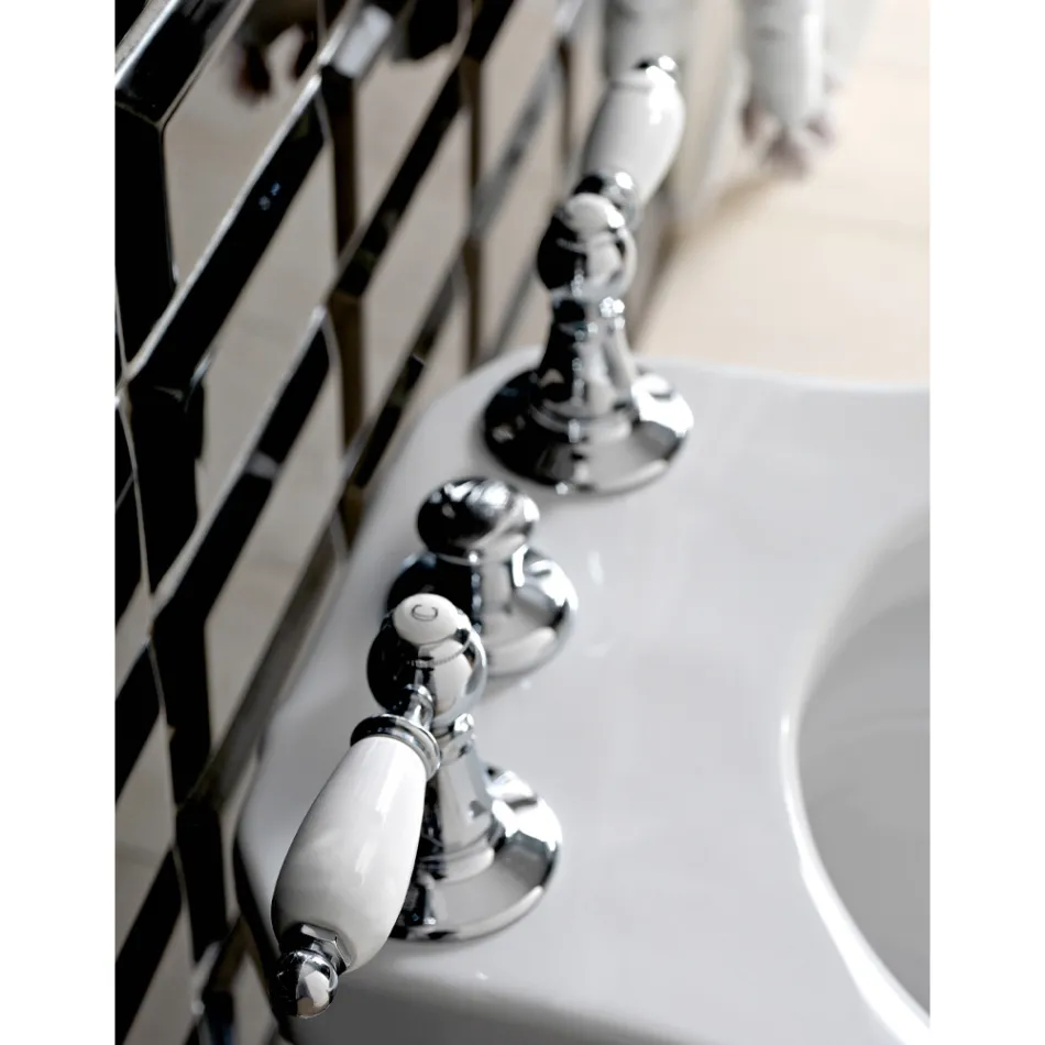 Mezclador de bidé de 3 orificios con entrega interna de latón Made in Italy - Noriana viadurini