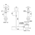 Mezclador de bidé de 3 orificios con entrega interna de latón y manijas de mariposa - Miriano viadurini