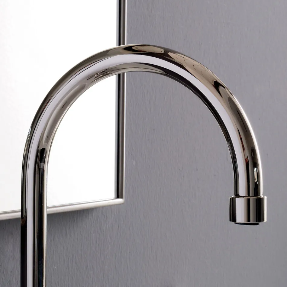 Mezclador de lavabo de 3 orificios con caño alto en acabado níquel Made in Italy - Rojo viadurini