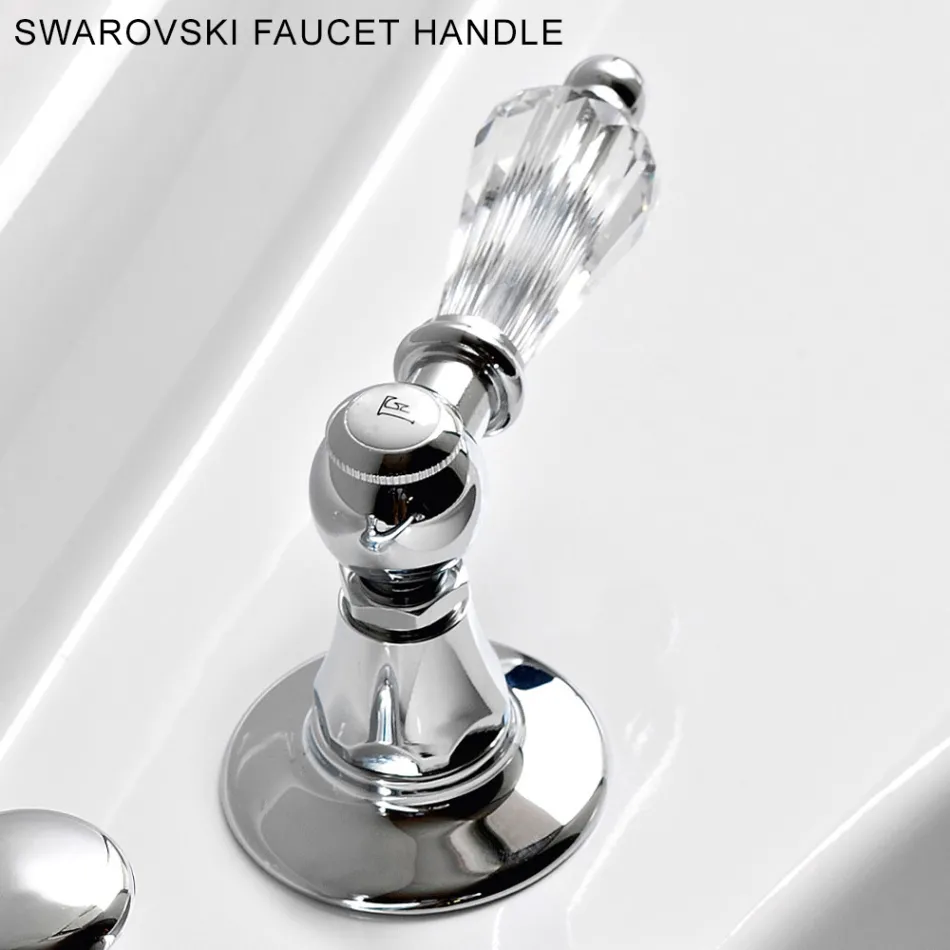 Mezclador de lavabo de 3 orificios con desagüe de latón estilo clásico artesanal - Noriana viadurini