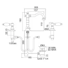 Mezclador de lavabo de 3 orificios con desagüe de latón estilo clásico artesanal - Noriana viadurini