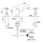 Mezclador de lavabo de 3 orificios con desagüe clásico de latón hecho a mano - Fioretta viadurini