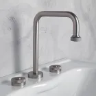 Mezclador de lavabo moderno de 3 orificios con desagüe Made in Italy - Quito viadurini
