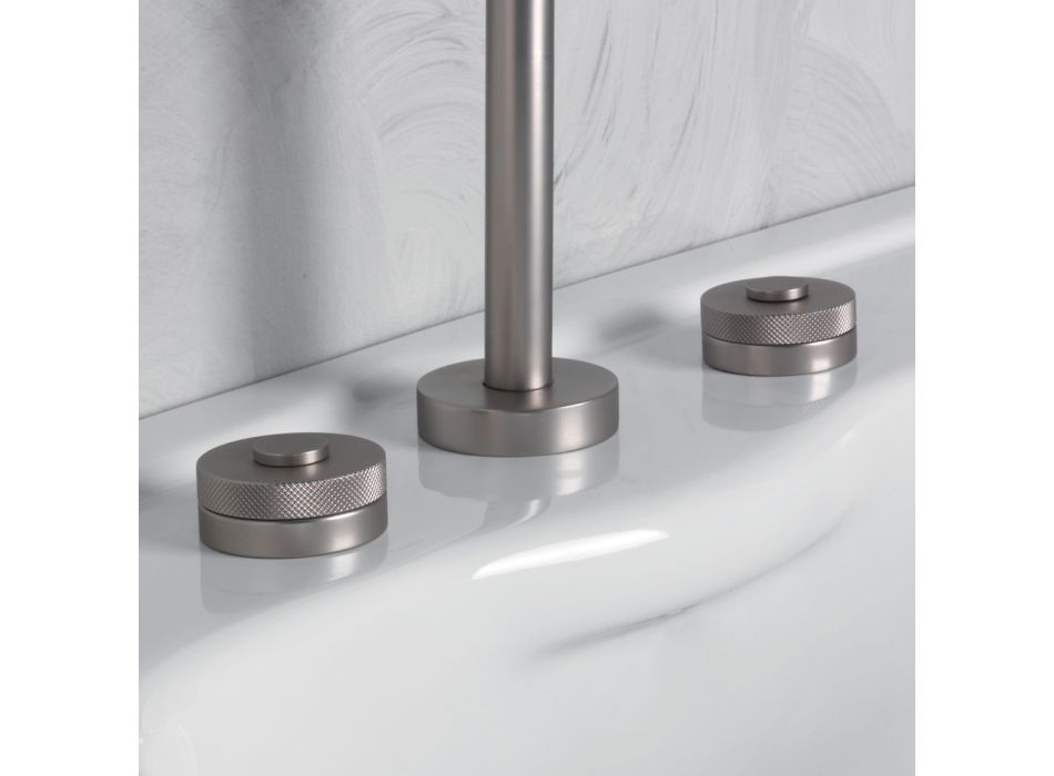 Mezclador de lavabo moderno de 3 orificios con desagüe Made in Italy - Quito viadurini