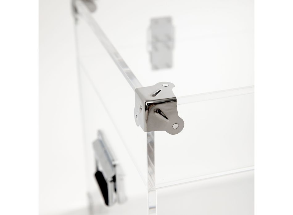 Baúl de diseño en cristal acrílico transparente y acero moderno - Dante viadurini