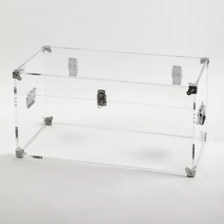 Baúl de diseño en cristal acrílico transparente y acero moderno - Dante viadurini