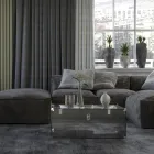 Baúl en cristal acrílico transparente o ahumado y acero moderno - Dante viadurini