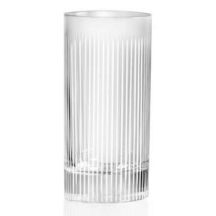 Eco Crystal Drink Glass Efecto Estriado, Línea Luxury 12 Piezas - Davio viadurini