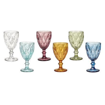 Copas de vino de colores en vidrio de diseño moderno 12 piezas - Timon viadurini