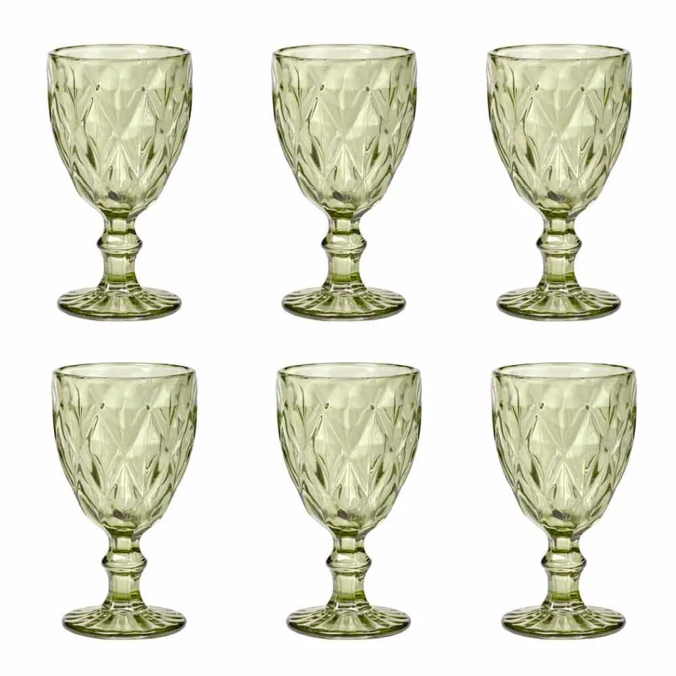 Diseño moderno de vidrio de color copas de vino 6 piezas - Timon viadurini