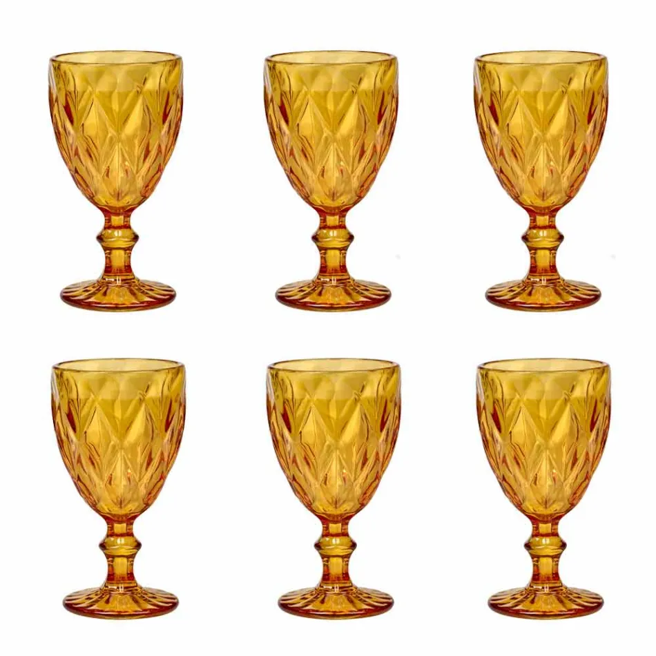 Diseño moderno de vidrio de color copas de vino 6 piezas - Timon viadurini