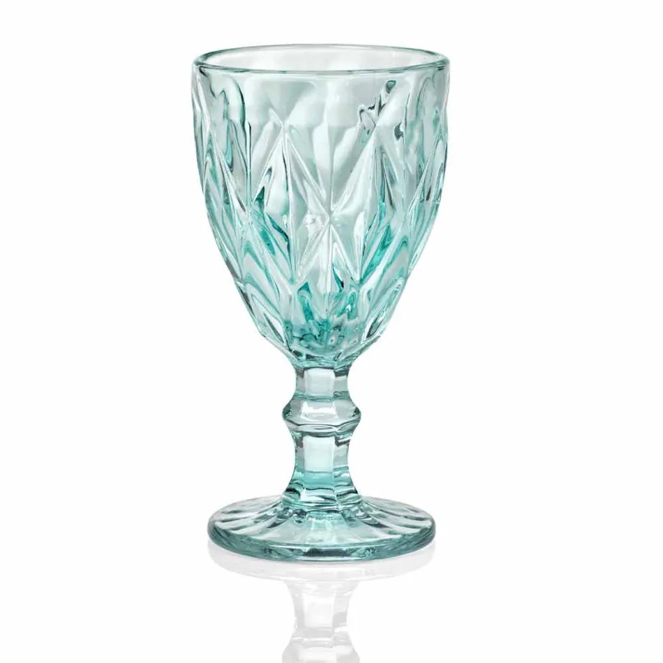 Diseño moderno de vidrio de color copas de vino 6 piezas - Timon viadurini