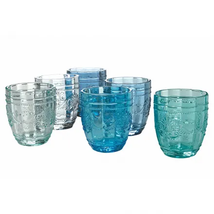 Vasos De Agua De Servicio De Vidrio Con Decoración Arabescato 12 Piezas - Tornillo viadurini