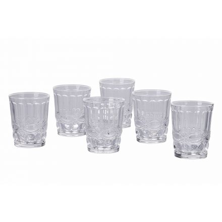 Vasos De Agua De Vidrio Transparente Decorados 12 Piezas - Garbo viadurini
