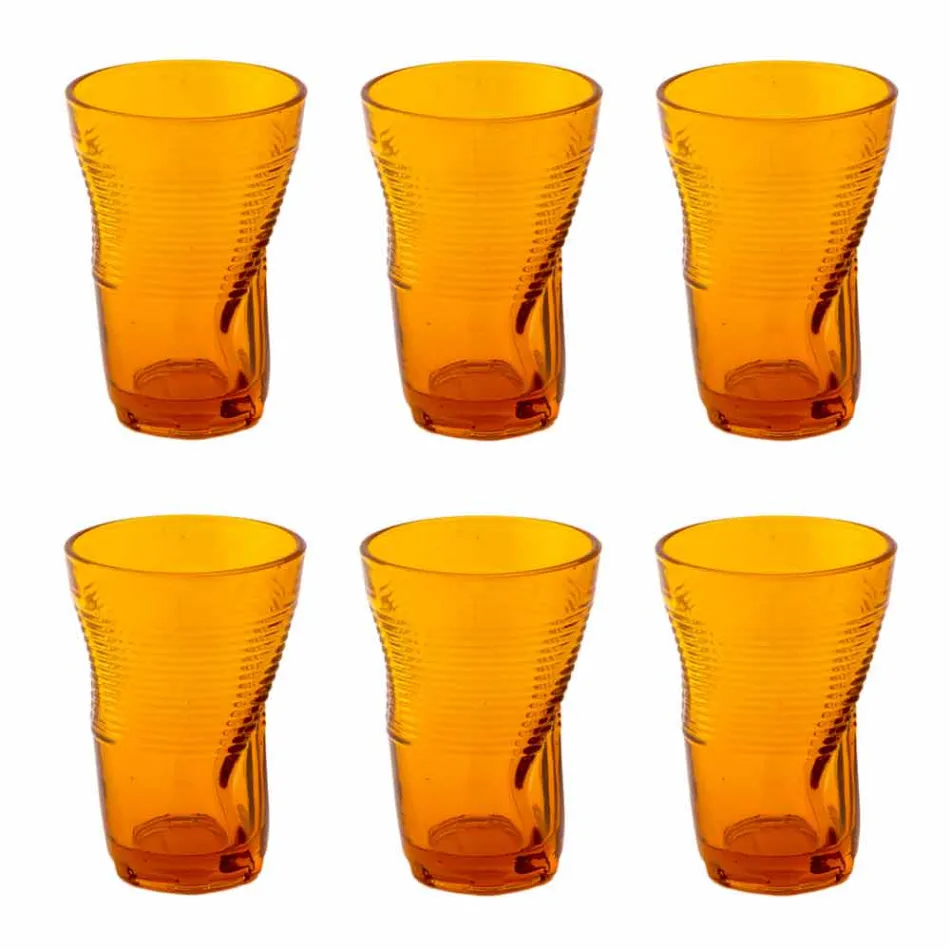 Copas de cóctel de vidrio coloreado 6 piezas de diseño arrugado - Sarabi viadurini
