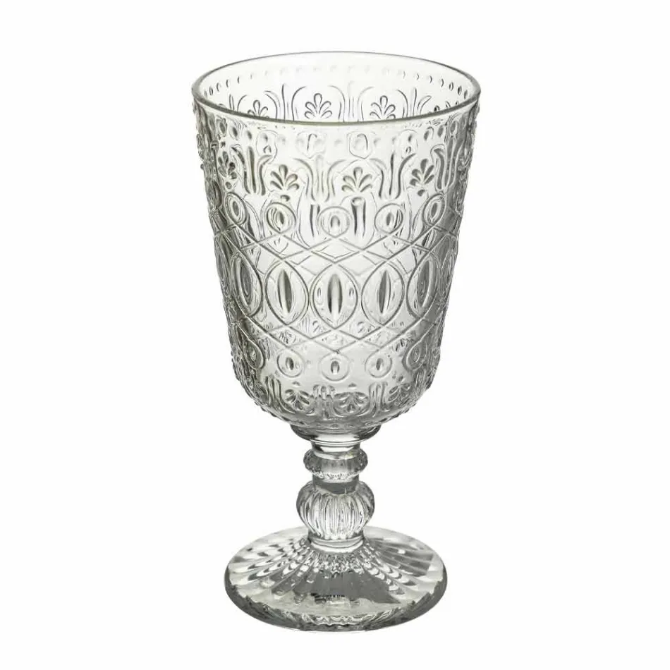 Copas de vino de cristal decoradas transparentes 12 Copas de diseño - Maroccobic viadurini