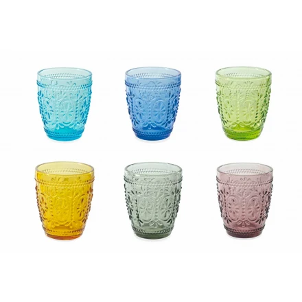 Set de 6 vasos de agua decorados y de colores - Pastel-Palazzo viadurini