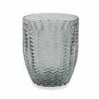 Vasos decorados de vidrio coloreado moderno que sirven agua 6 piezas - Mezcla viadurini